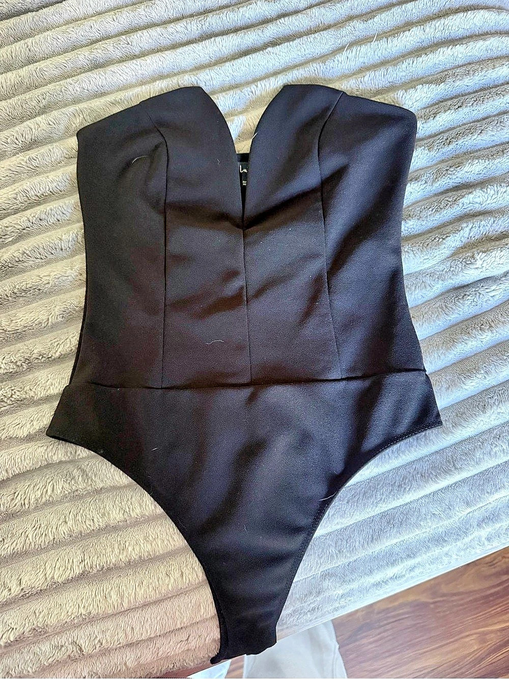 Lulus Babe Alert Black Notched Strapless Bodysuit Notched Strapless One-Piece